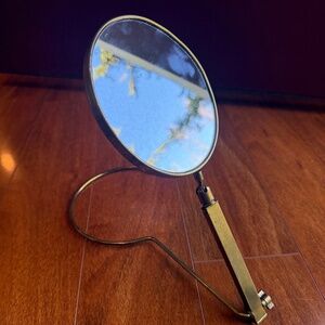 MCM Brass Vanity Mirror Double Sided Italian Vintage Estate 12” Multi Positions.